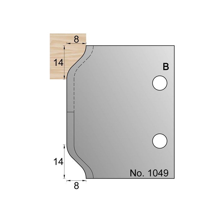 14 x 8mm Lambs Tongue Profile Cutter in HSS - 1049