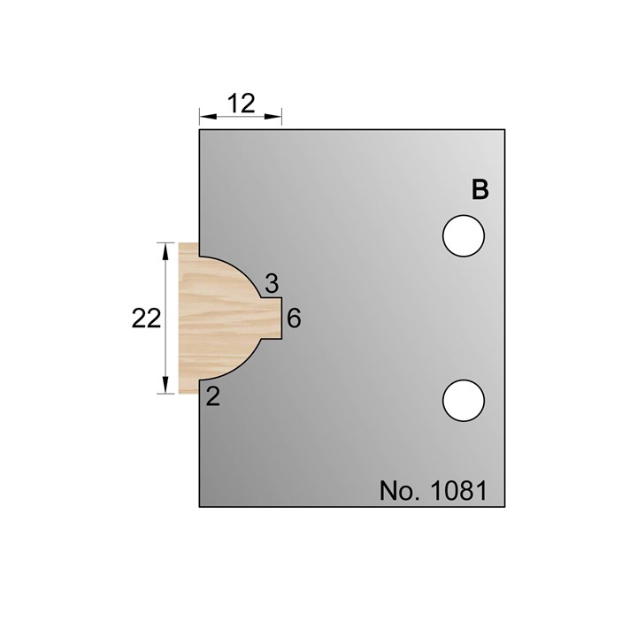 22mm Ovolo Glazing Bar Profile Cutter in HSS - 1081