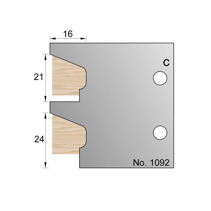 21 & 24 x 16mm Glazing Bead Profile Cutter in HSS - 1092