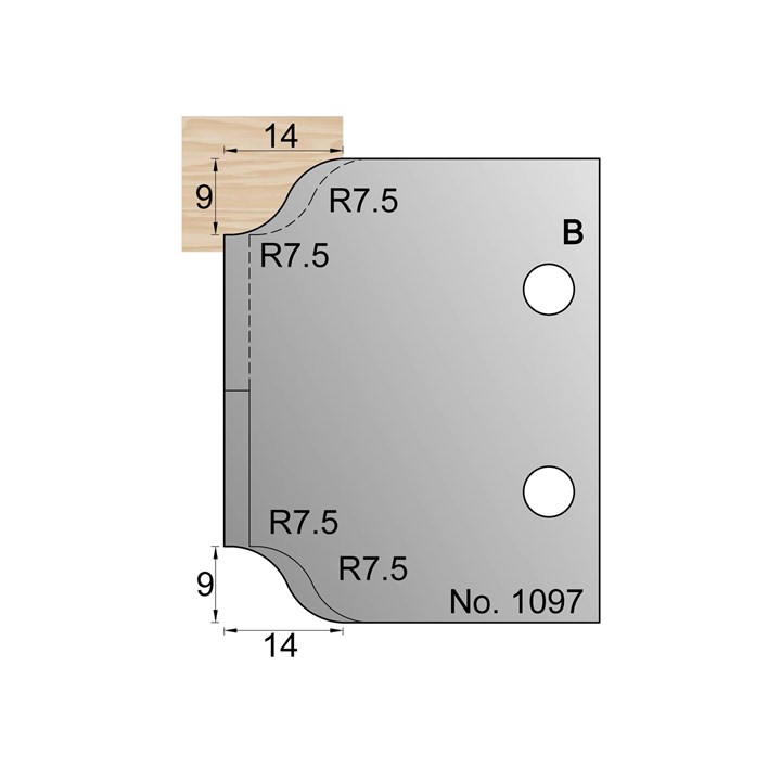 9 x 15mm (R7.5) Lambs Tongue Profile Cutter in HSS - 1097