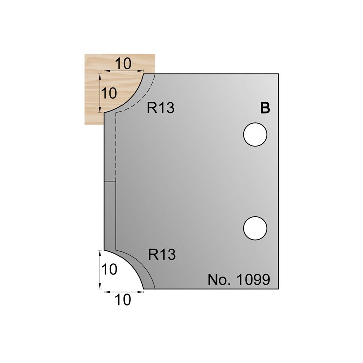 10 x 10mm (R13) Ovolo Profile Cutter in HSS - 1099