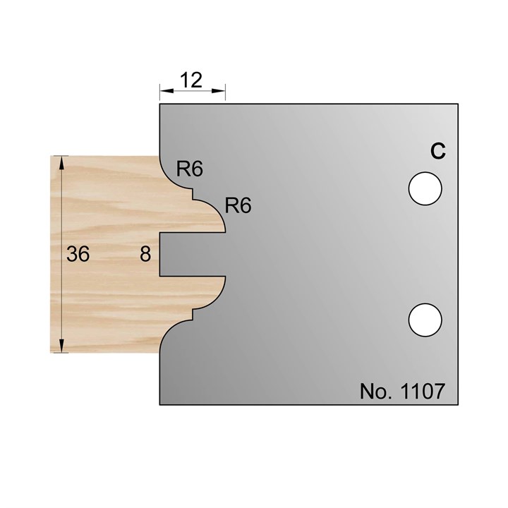 8 x 12mm (R6) Kitchen Door Profile Cutter in HSS - 1107