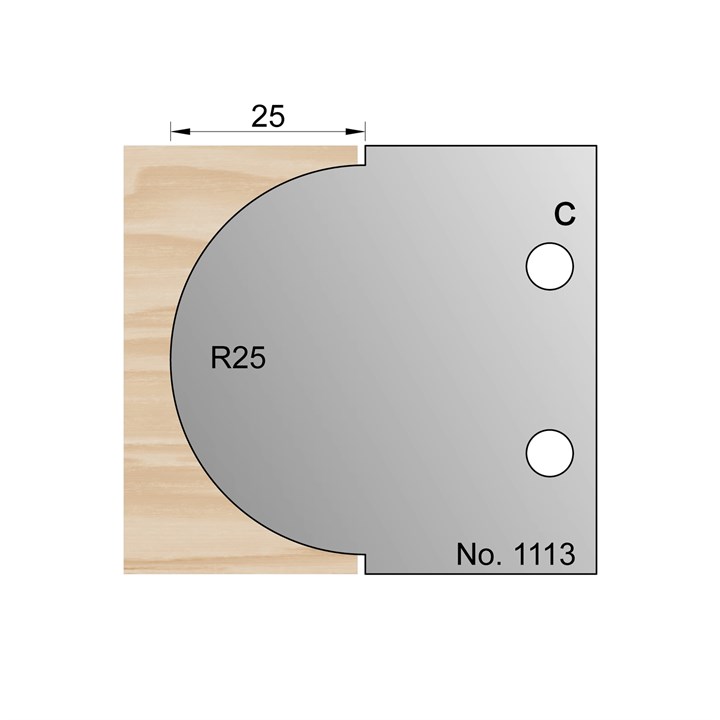 25mm (R25) Convex Profile Cutter in HSS - 1113