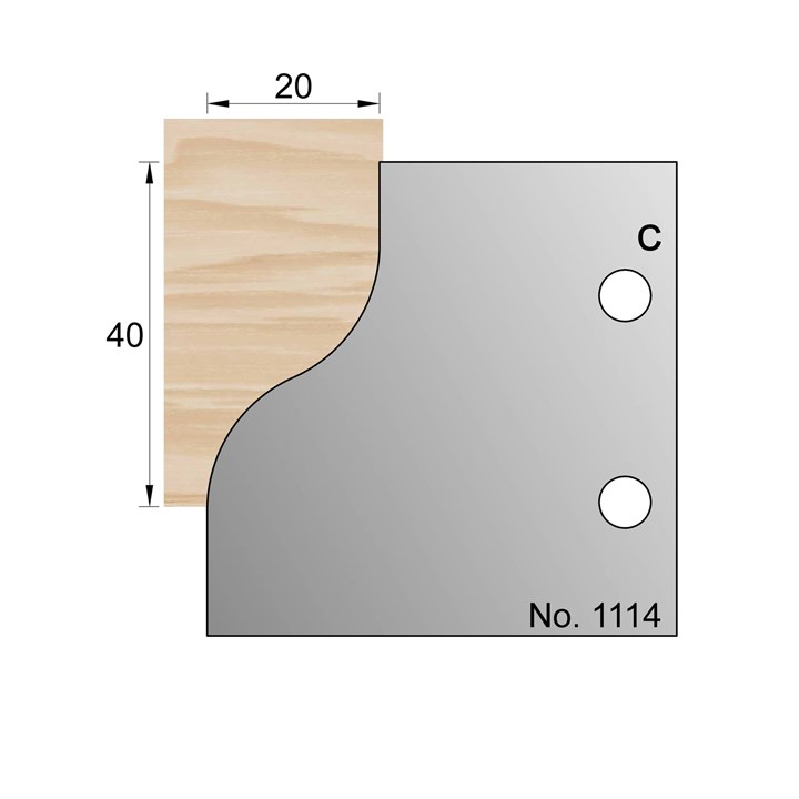 40 x 20mm Handrail Profile Cutter in HSS - 1114