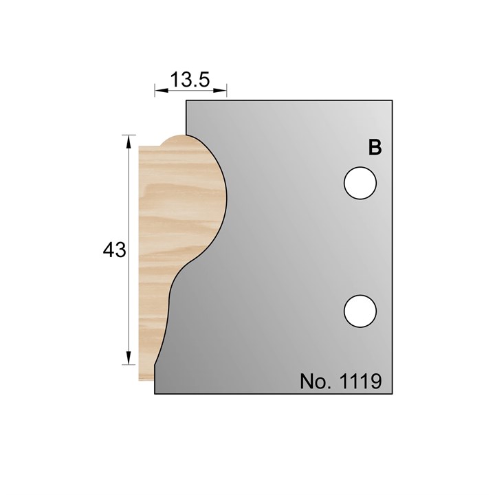 43mm Picture Rails Profile Cutter in HSS - 1119