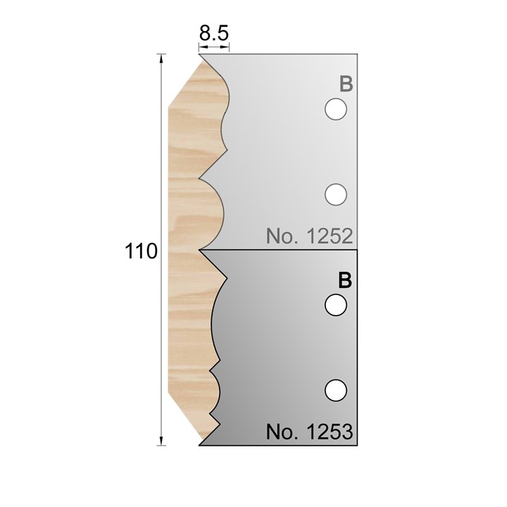 110 x 8.5mm Cornice Profile Cutter in HSS - 1253