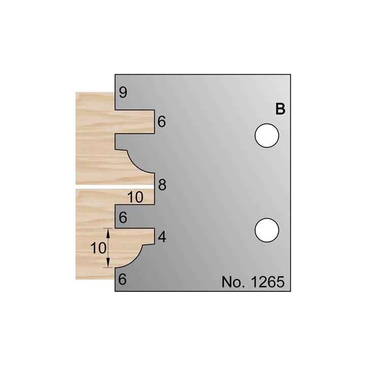 6 x 10mm Ovolo T&G Profile Cutter in HSS - 1265