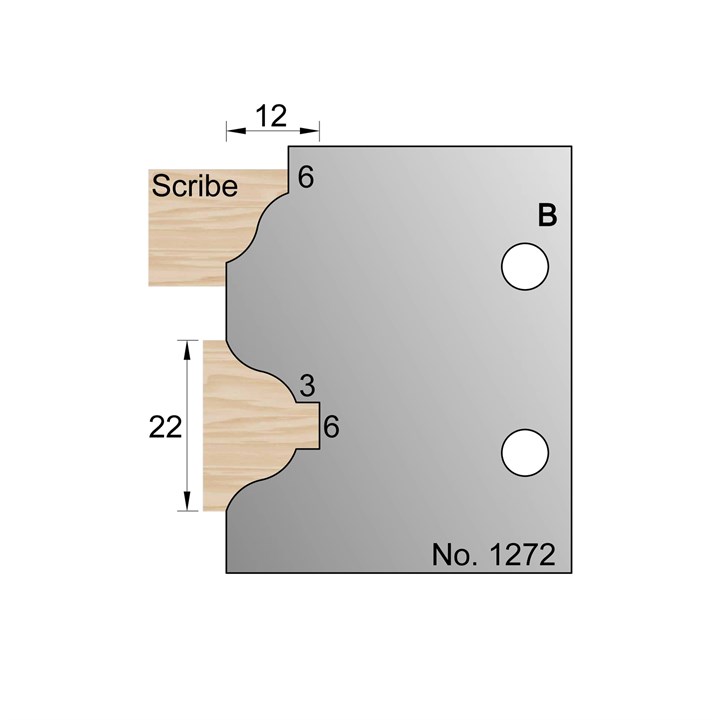 22mm Lambs Tongue Glazing Bar w/ Scribe Profile Cutter in HSS - 1272