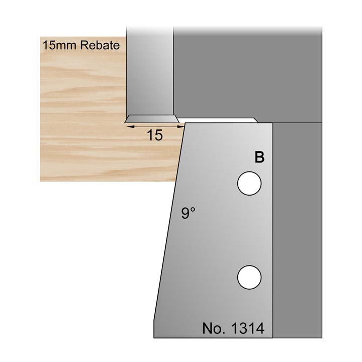 9 Degrees for 15mm Rebate Window Profile Cutter in HSS - 1314