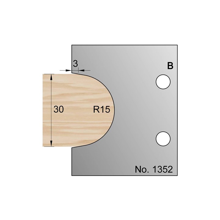 R15 Bullnose Profile Cutter in HSS - 1352