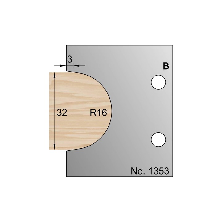 R16 Bullnose Profile Cutter in HSS - 1353
