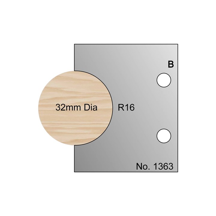 32mm Dia (R16) Dowel Profile Cutter in HSS - 1363