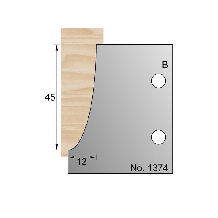 45 x 12mm Skirting Profile Cutter in HSS - 1374