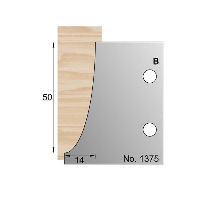 50 x 14mm Skirting Profile Cutter in HSS - 1375