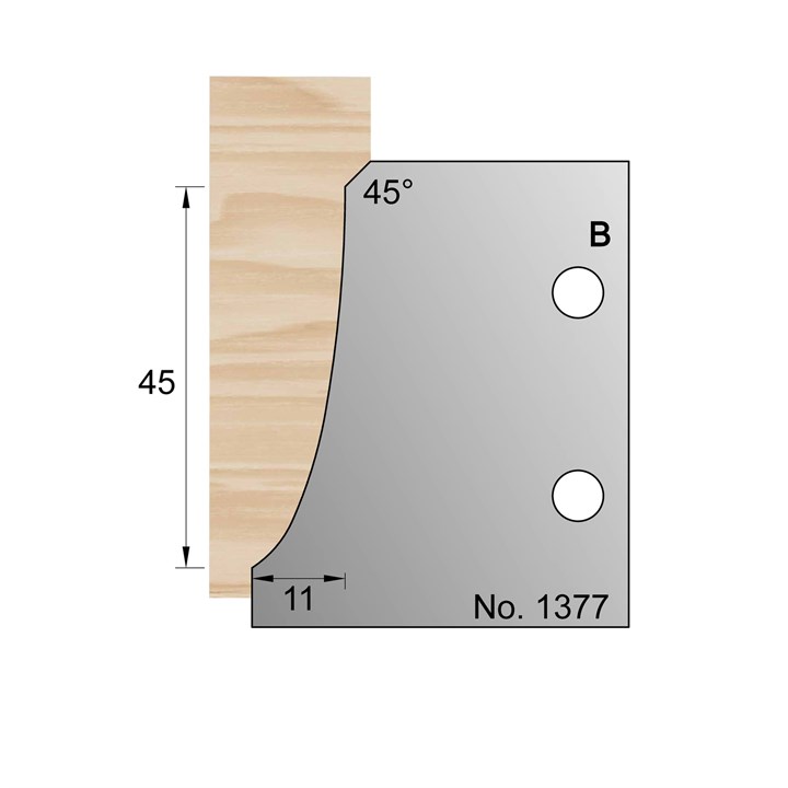 45 x 11mm w/ 45 Degrees Skirting Profile Cutter in HSS - 1377