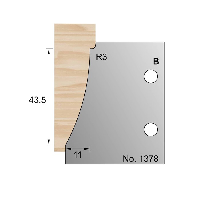 43.5 x 11mm (R3) Skirting Profile Cutter in HSS - 1378