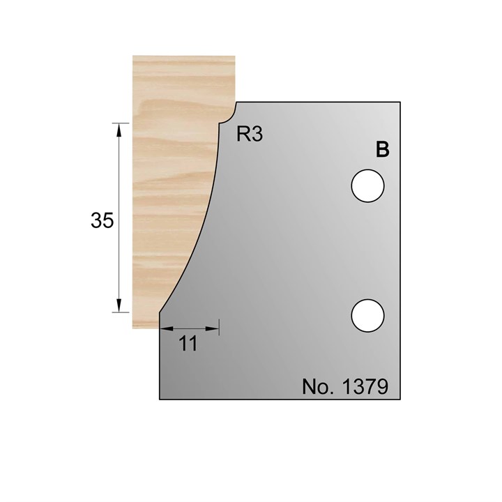 35 x 11mm (R3) Skirting Profile Cutter in HSS - 1379