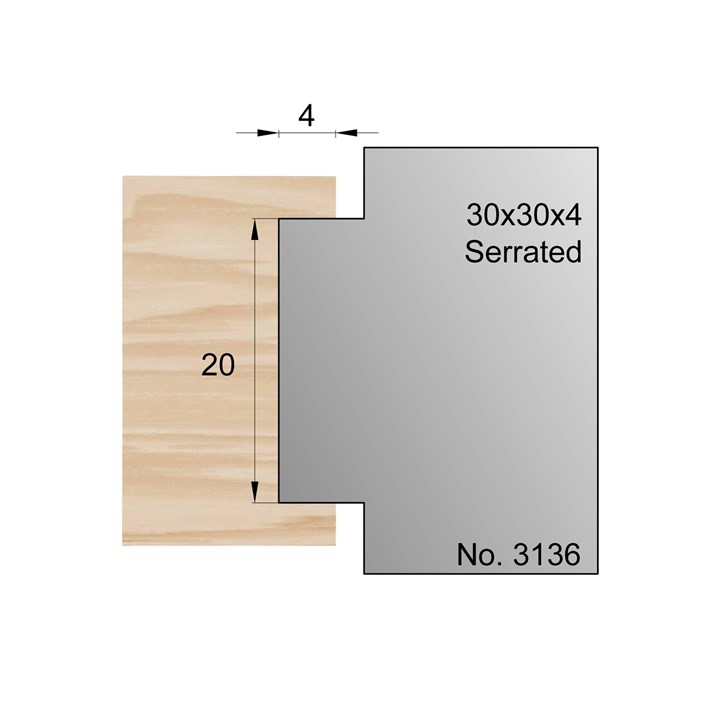 20 x 4mm Serrated Profile Cutter in HSS - 3136