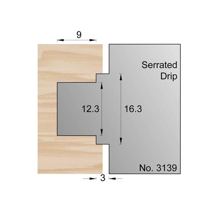 16.3 x 9mm Serrated Profile Cutter in HSS - 3139