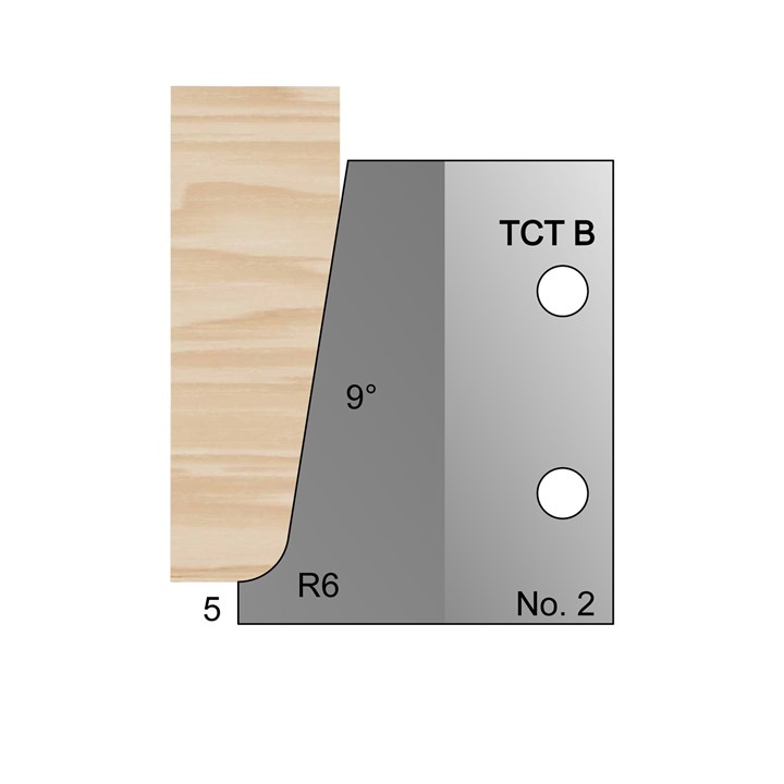 9 Degrees Bevel with R6 Profile Cutter in TCT - 2