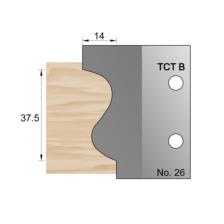 37.5 x 14mm Handrail Profile Cutter in TCT - 26