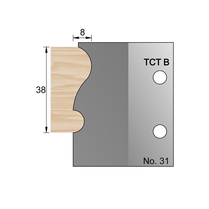 38 x 8mm Handrail Profile Cutter in TCT - 31