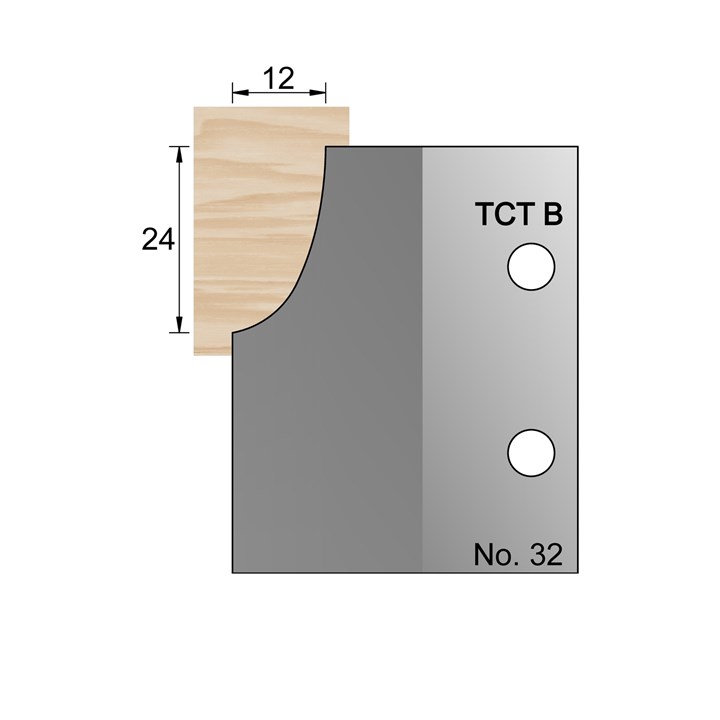 24 x 12mm Ellipsis Ovolo Profile Cutter in TCT - 32
