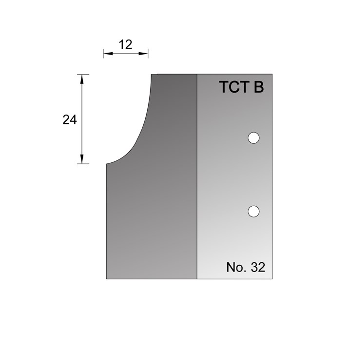 24 x 12mm Ellipsis Ovolo Profile Cutter in TCT - 32