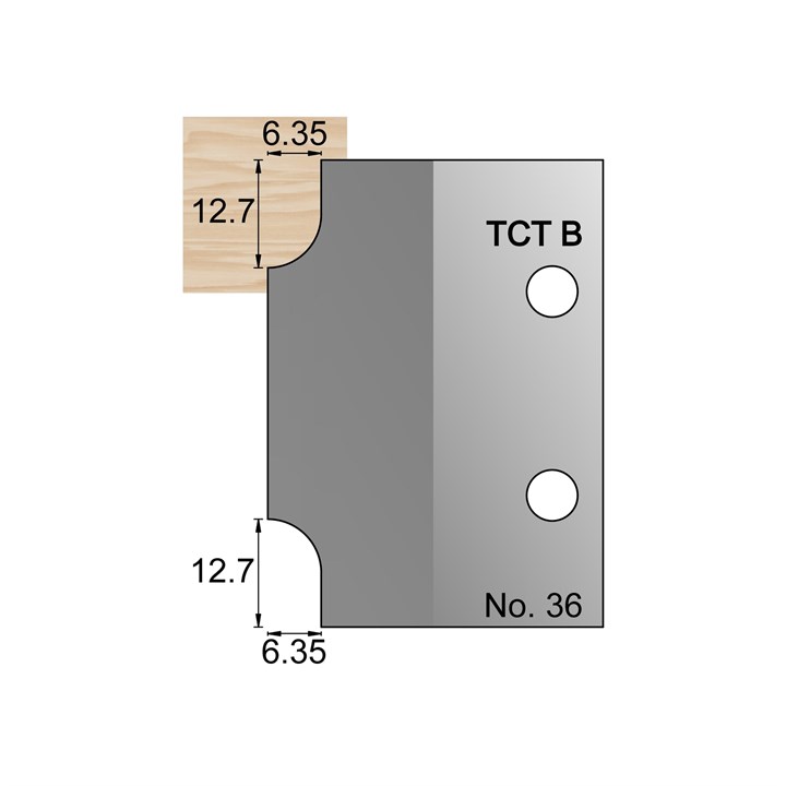 R6.4 w/ 6.4mm Quirk Ovolo Profile Cutter in TCT - 36