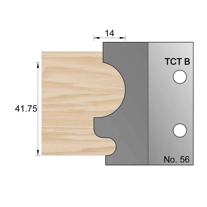 41.75 x 14mm Handrail Profile Cutter in TCT - 56