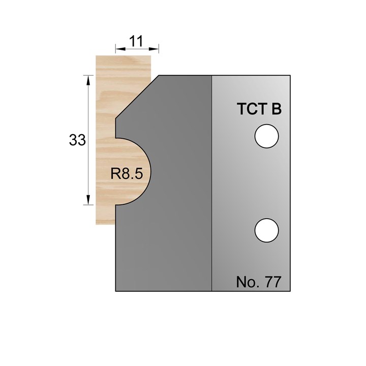 33 x 11mm (R8.5) Skirting Profile Cutter in TCT - 77