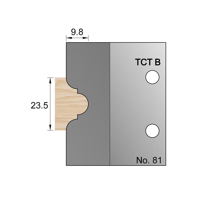 23.5 x 9.8mm Astragal Profile Cutter in TCT - 81