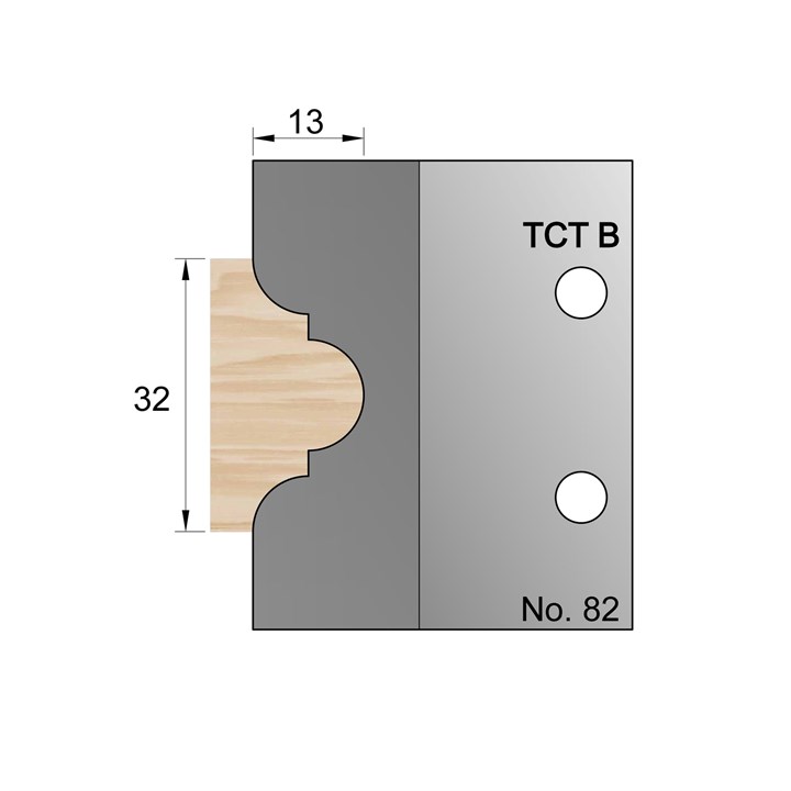 32 x 13mm Astragal Profile Cutter in TCT - 82