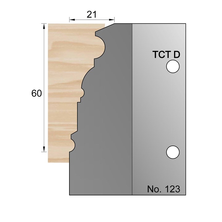 60 x 21mm Cornice Profile Cutter in TCT - 123