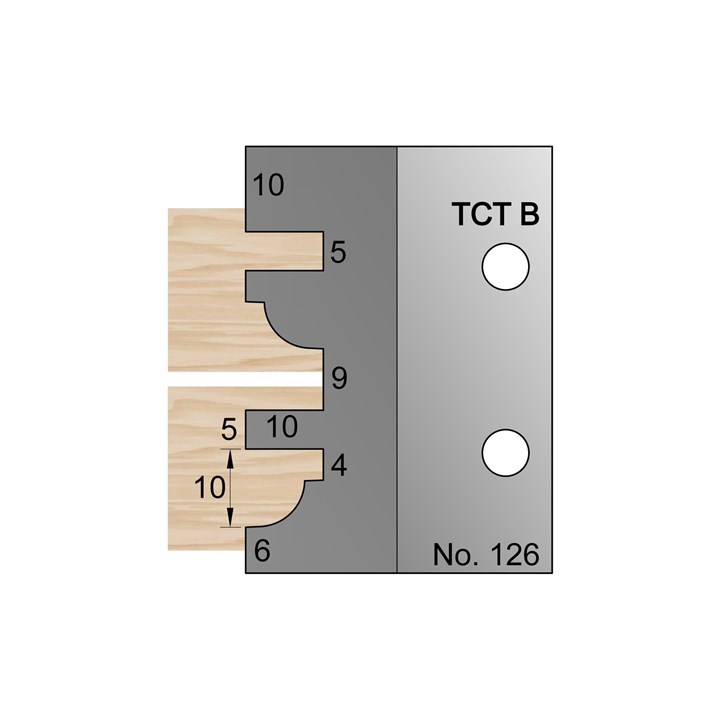 10 x 5mm with R6 Shaker Kitchen Door Ovolo Profile Cutter in TCT - 126