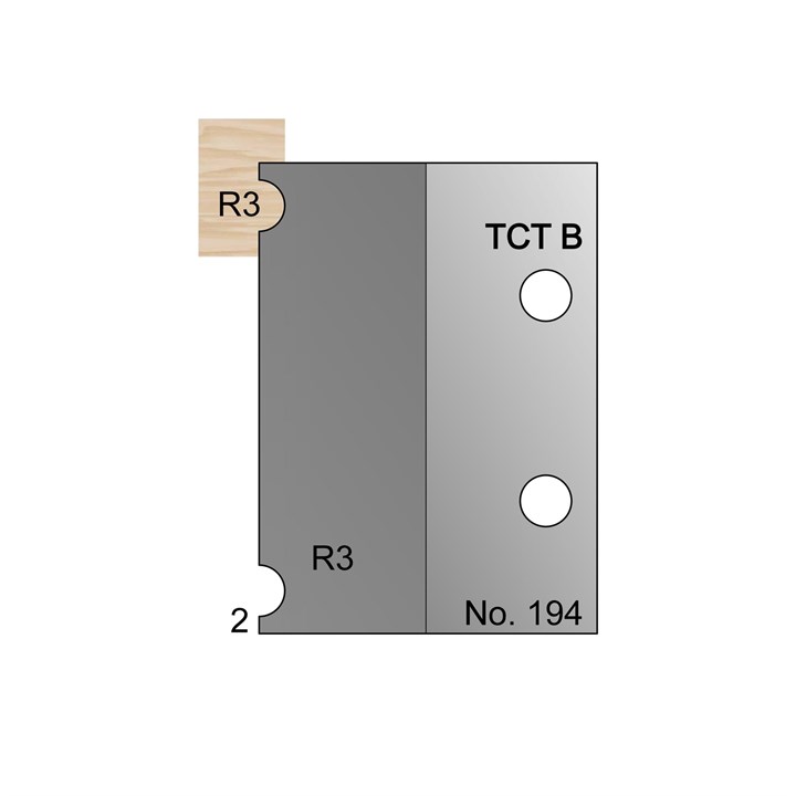 6mm Dia (R3) w/ 2mm Quirk Cockbead Profile Cutter in TCT - 194