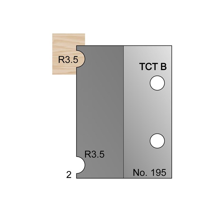 7mm Dia (R3.5) w/ 2mm Quirk Cockbead Profile Cutter in TCT - 195