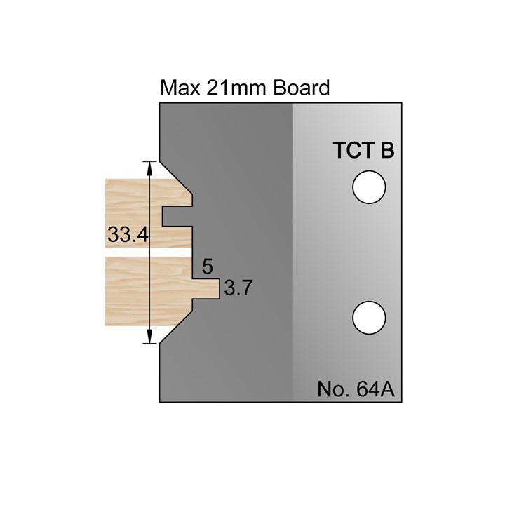 5 x 3mm T, G and V Profile Cutter in TCT - 64A