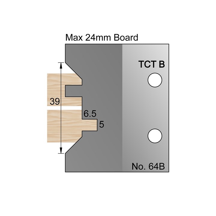 6 x 5mm T, G and V Profile Cutter in TCT - 64B