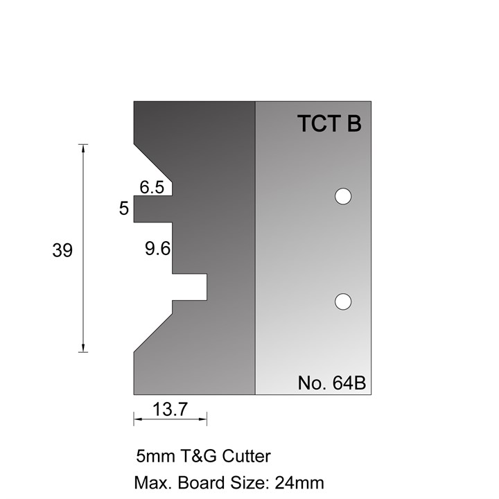 6 x 5mm T, G and V Profile Cutter in TCT - 64B