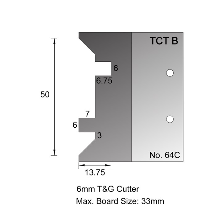 7 x 6mm T , G and V Profile Cutter in TCT - 64C