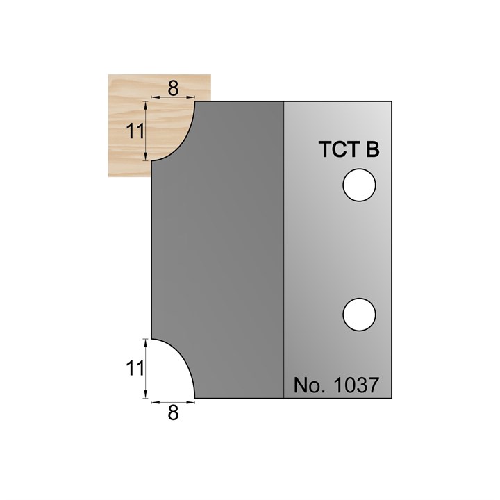 11 x 8mm Ovolo Profile Cutter in TCT - 1037