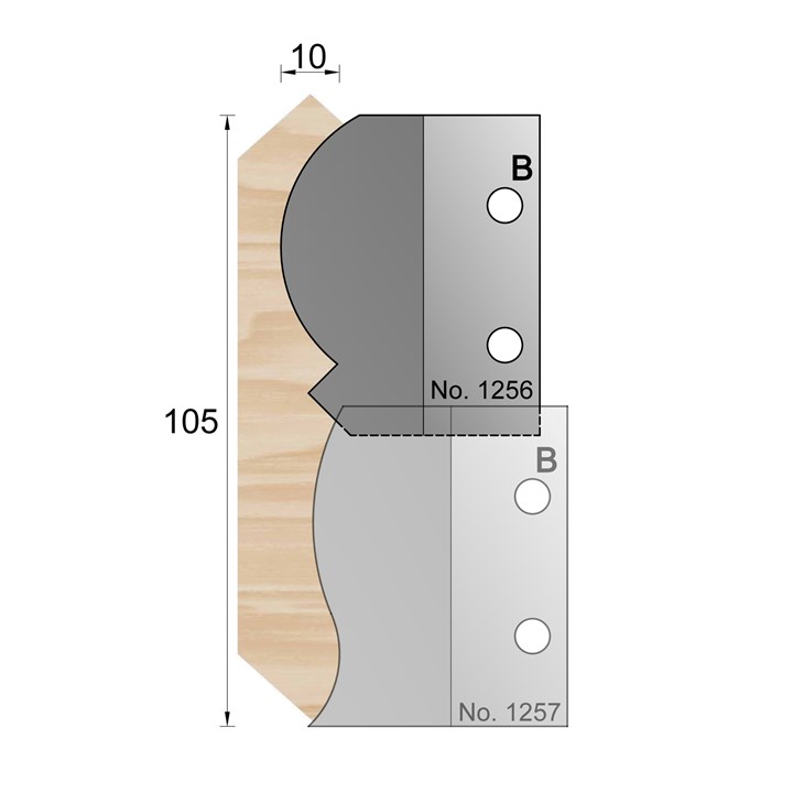 55 x 13.4mm Cornice Profile Cutter in TCT - 1256