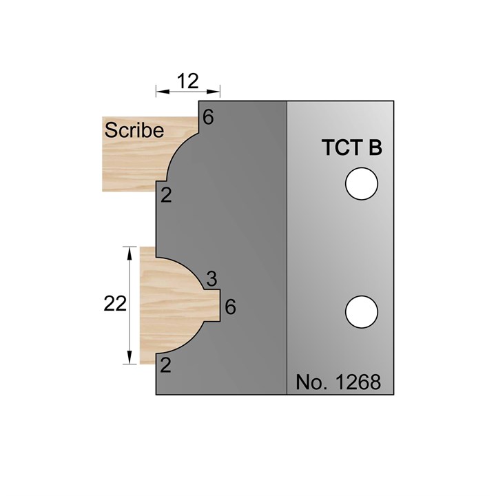 22mm Ovolo Glazing Bar Profile Cutter in TCT - 1268
