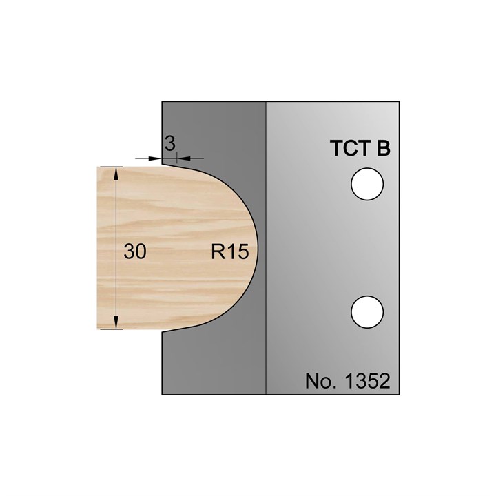 30mm Dia (R15) Bullnose Profile Cutter in TCT - 1352