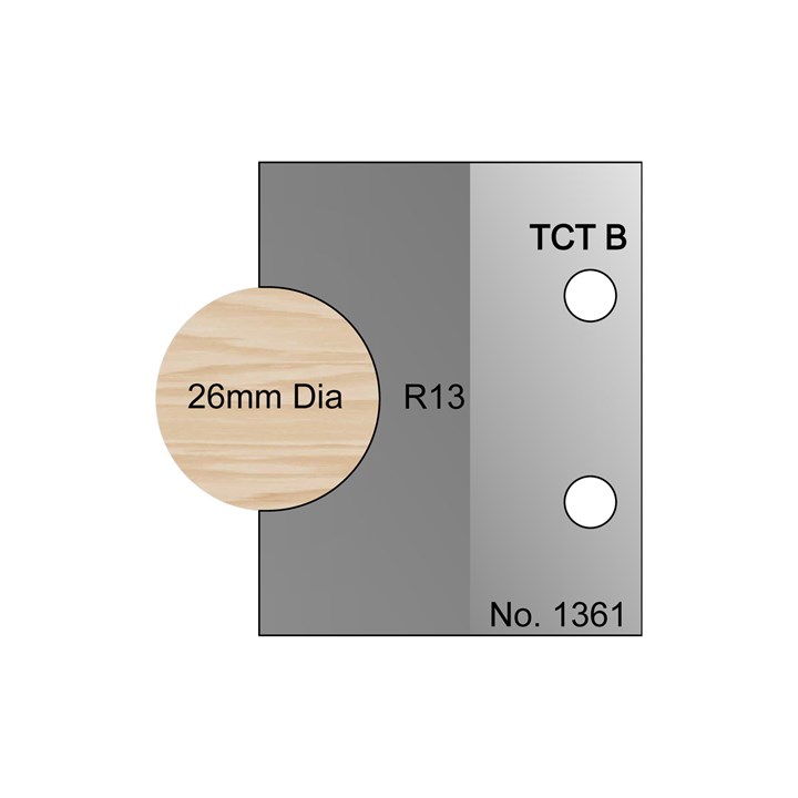 26mm Dia (R13) Nosing Profile Cutter in TCT - 1361