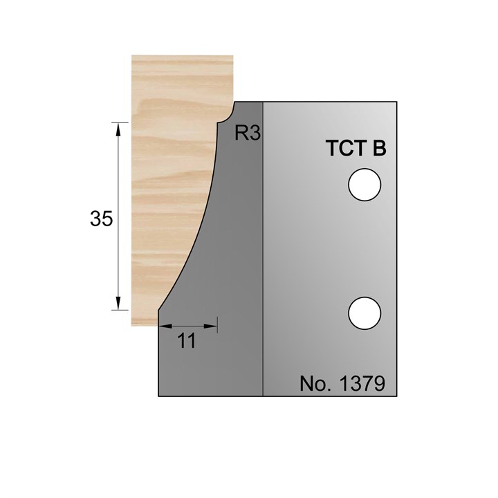 35 x 11mm (R3) Skirting Profile Cutter in TCT - 1379