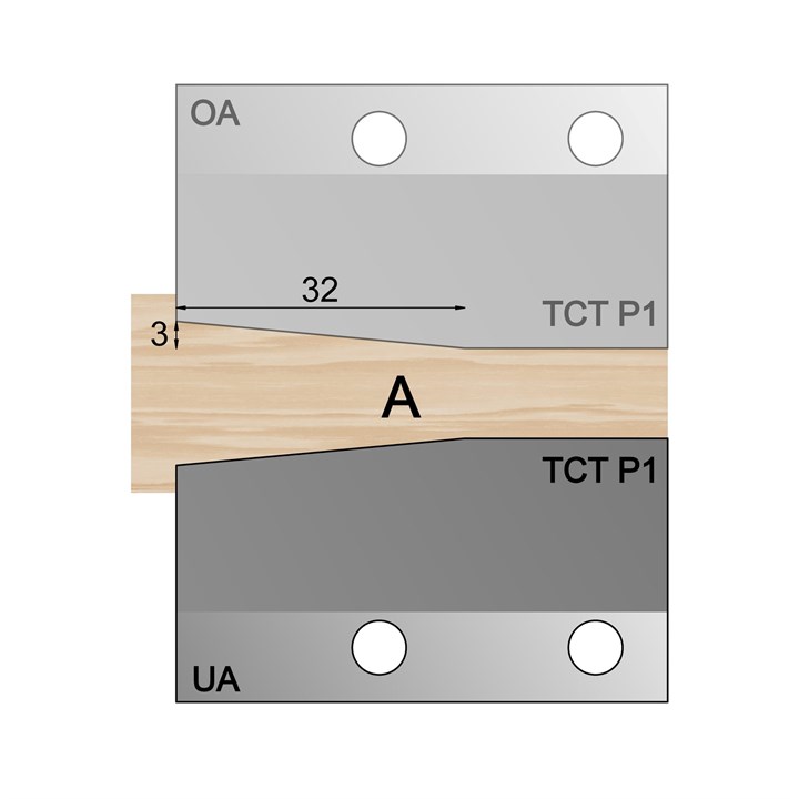 UA - Under-wood 32 x 3mm Bevel Panel Cutter in TCT
