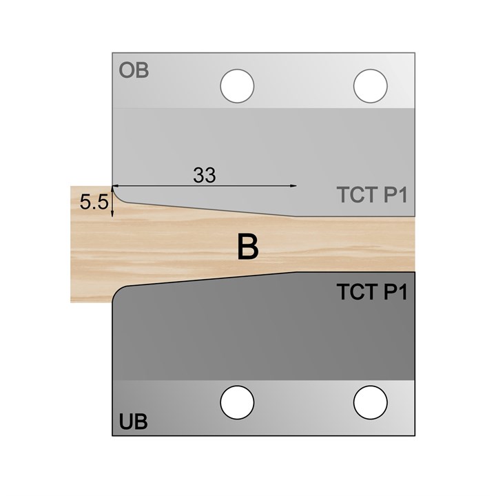 UB - Under-wood 33 x 2.5mm Bevel Panel Cutter in TCT
