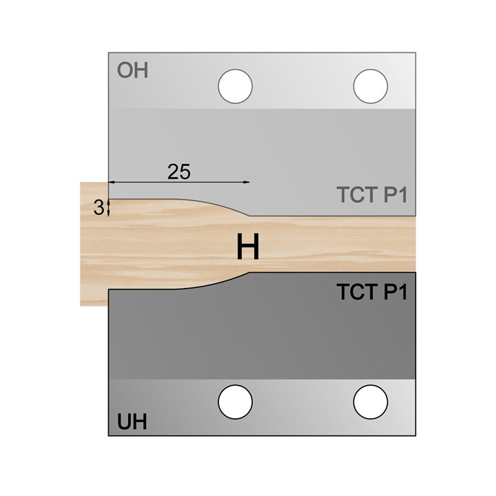 UH - Under-wood 25 x 3mm Ellipsis Panel Cutter in TCT